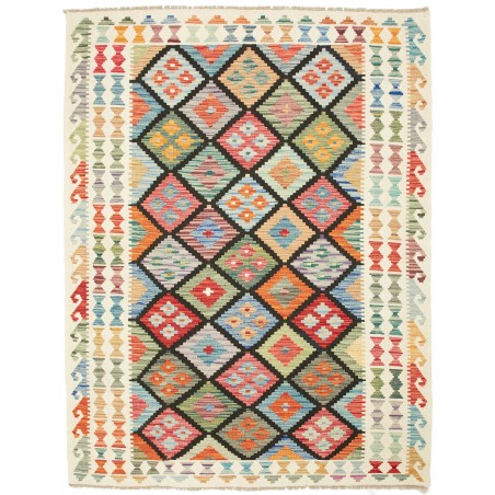 Tappeto Kilim Afghanistan bianco grigio 151x197
