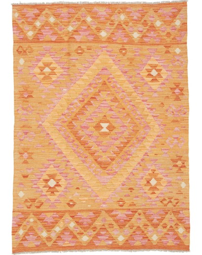 Tappeto Kilim Afghanistan arancione marrone 102x144