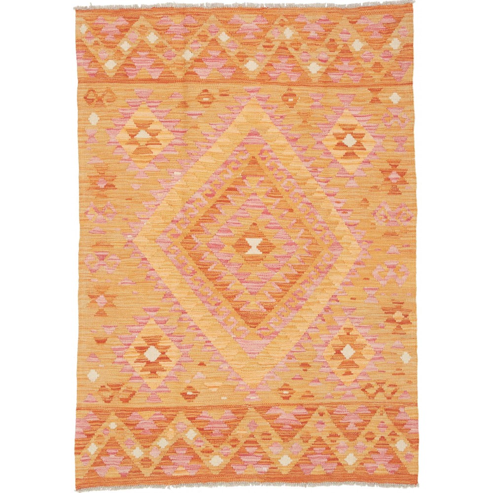 Tappeto Kilim Afghanistan arancione marrone 102x144