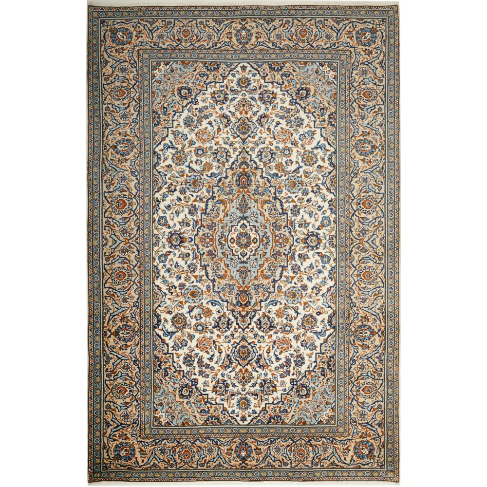 Tappeto Kashan Persia azzurro grigio 200x304
