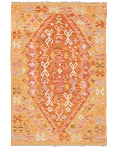 Tappeto Kilim Afghanistan arancione marrone 98x146