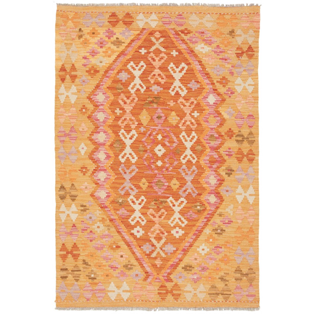 Tappeto Kilim Afghanistan arancione marrone 98x146