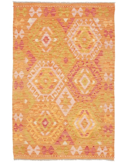 Tappeto Kilim Afghanistan arancione marrone 102x155