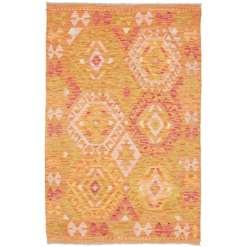 Tappeto Kilim Afghanistan arancione marrone 102x155