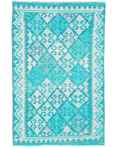 Tappeto Kilim Afghanistan azzurro bianco 106x160