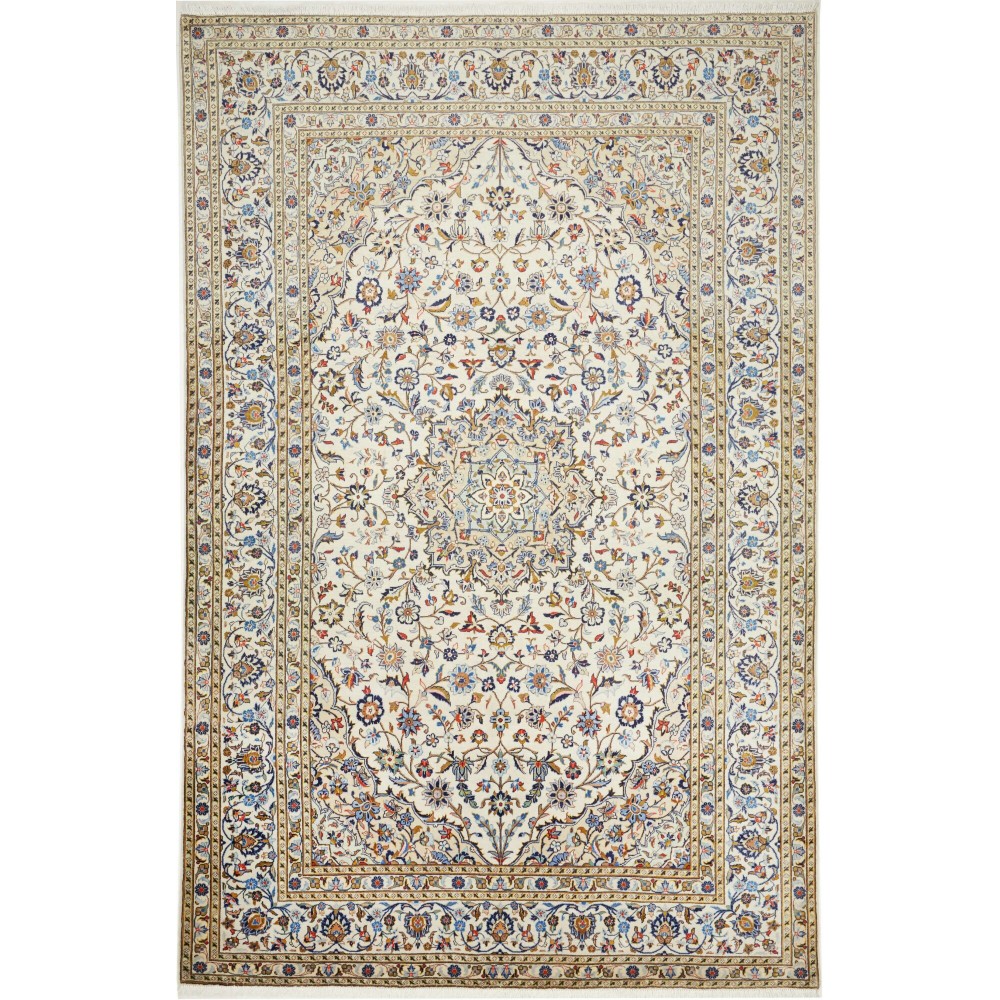 Tappeto Kashan Persia bianco marrone 198x303