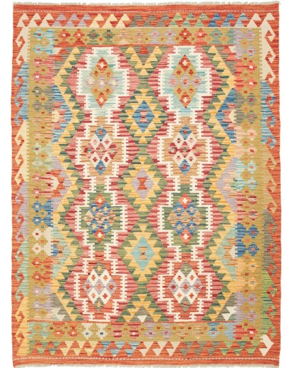 Tappeto Kilim Afghanistan marrone bianco 145x194