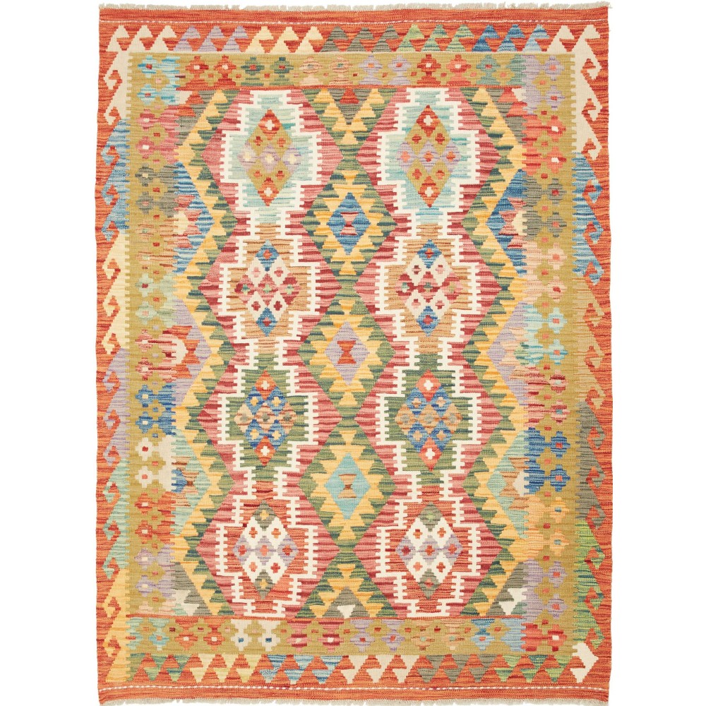 Tappeto Kilim Afghanistan marrone bianco 145x194