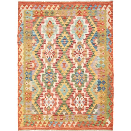 Tappeto Kilim Afghanistan marrone bianco 145x194