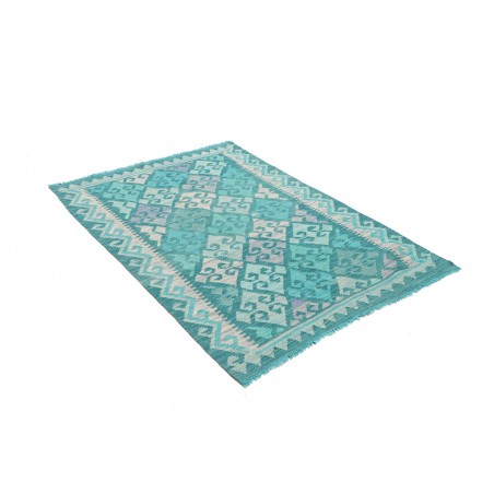Tappeto Kilim Afghanistan azzurro bianco 106x160