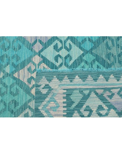 Tappeto Kilim Afghanistan azzurro bianco 106x160