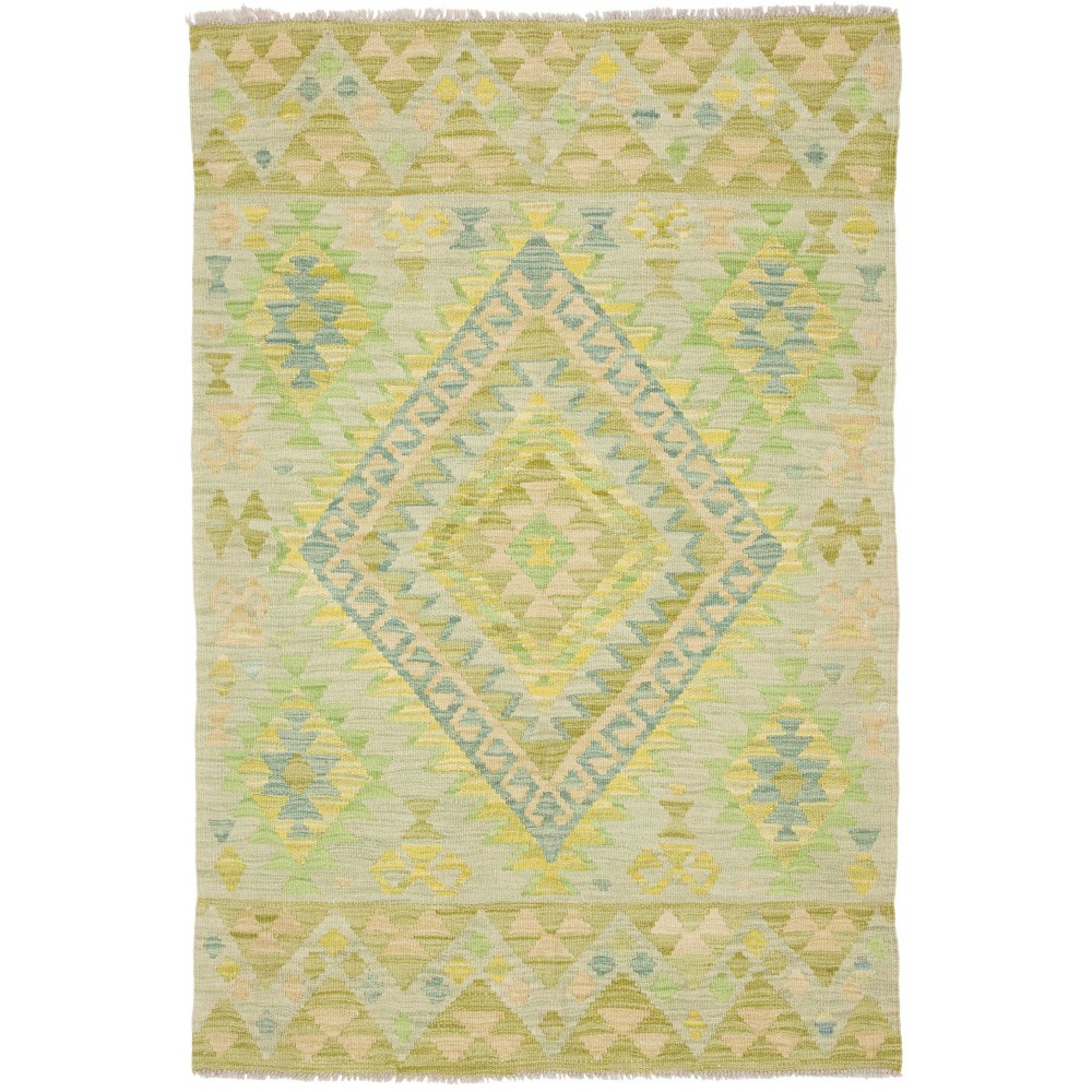 Tappeto Kilim Afghanistan marrone verde 98x148
