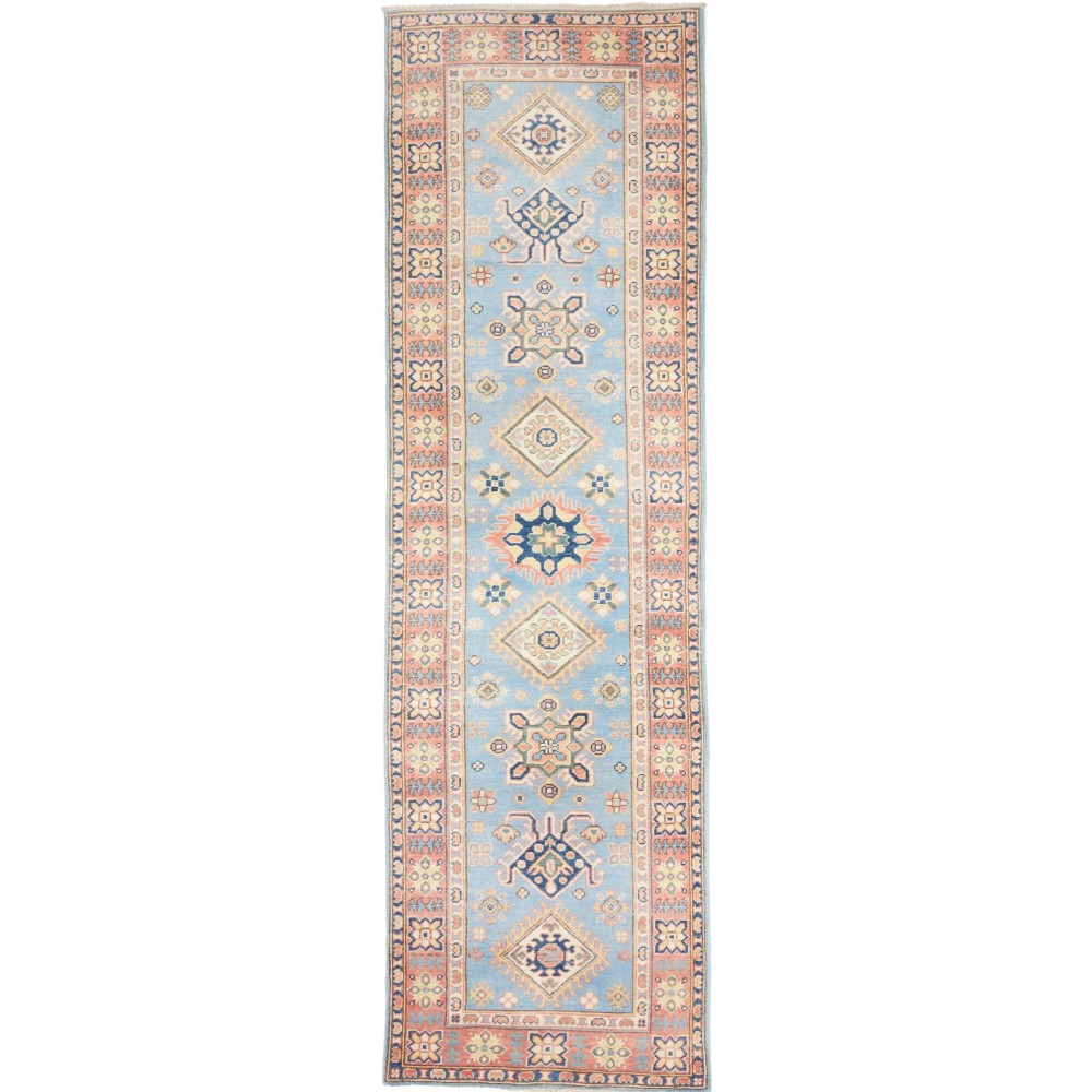 Tappeto Kazak Afghanistan beige azzurro 86x281