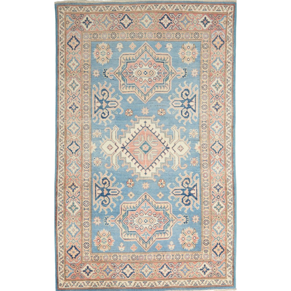 Tappeto Kazak Afghanistan azzurro grigio 118x188