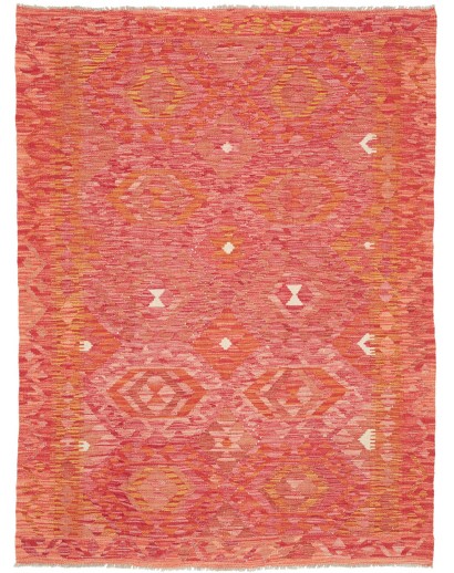 Tappeto Kilim Afghanistan rosso arancione 137x186