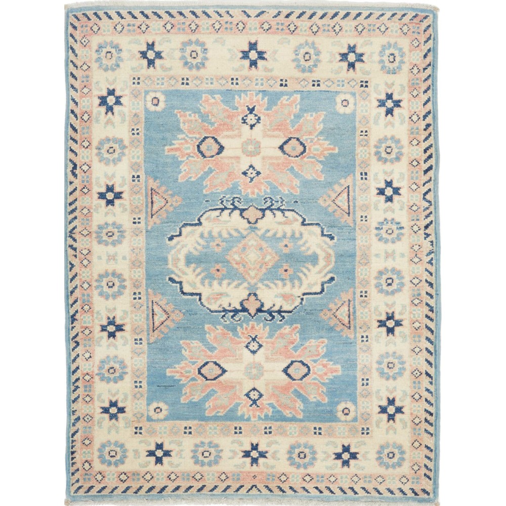 Tappeto Kazak Afghanistan beige azzurro 84x110