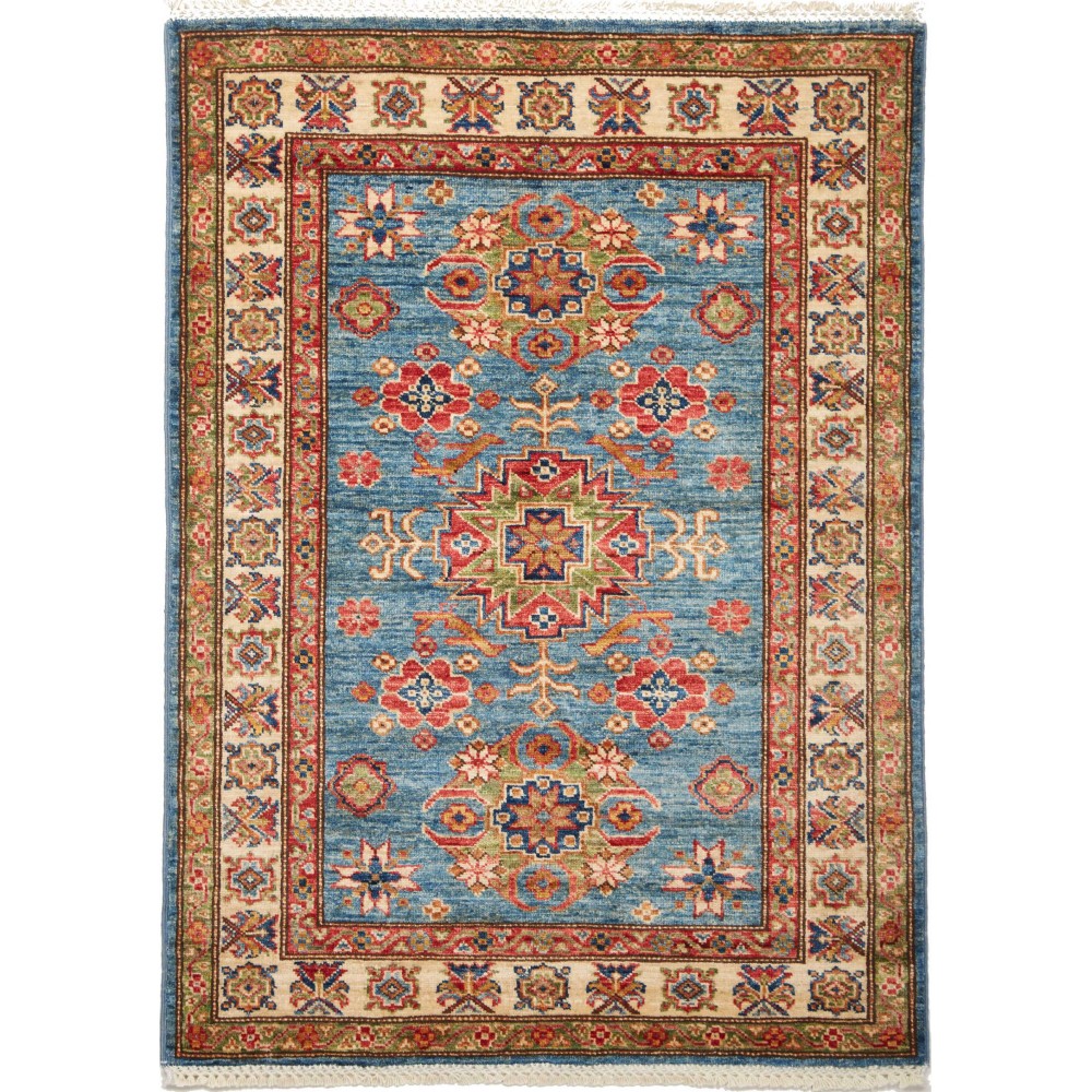Tappeto Kazak Fine Pakistan bianco grigio 89x125 Tappeto Kazak Fine Pakistan bianco grigio 89x125