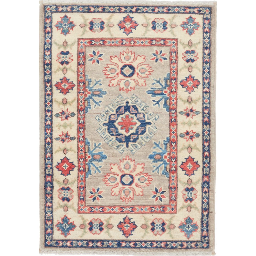 Tappeto Kazak Afghanistan beige azzurro 62x90