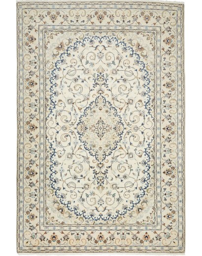 Tappeto Kashan Persia bianco grigio 198x295