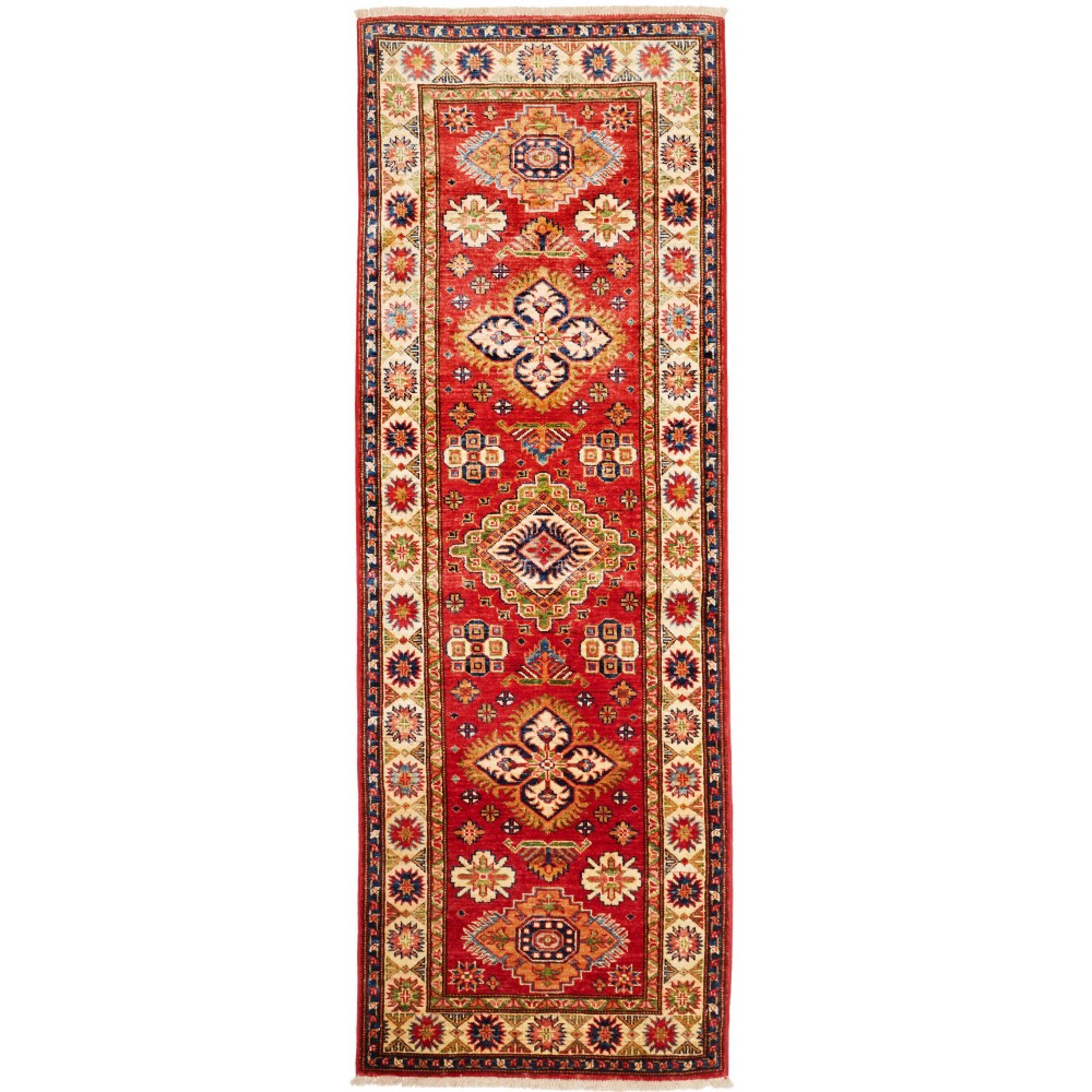 Tappeto Kazak Fine Pakistan marrone giallo 75x218 Tappeto Kazak Fine Pakistan marrone giallo 75x218