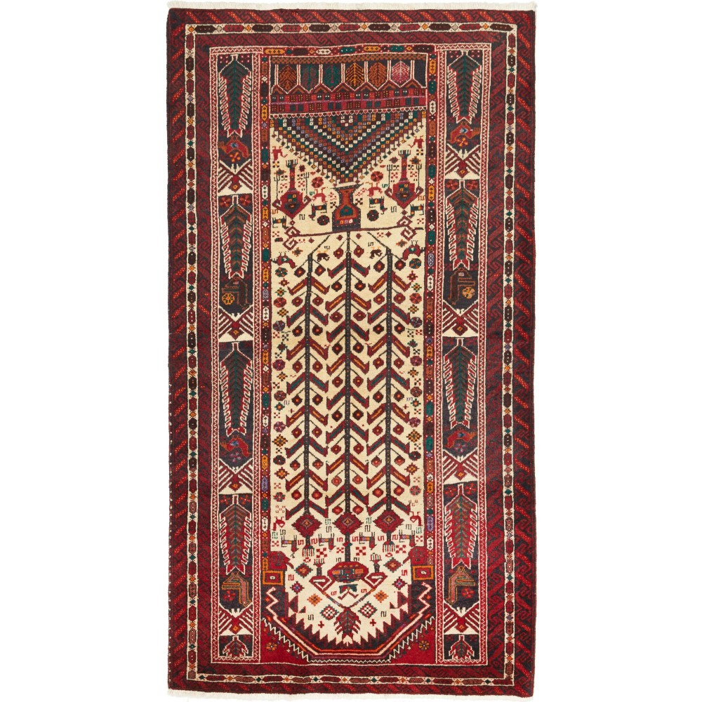Tappeto Baluch Persia marrone giallo 108x205