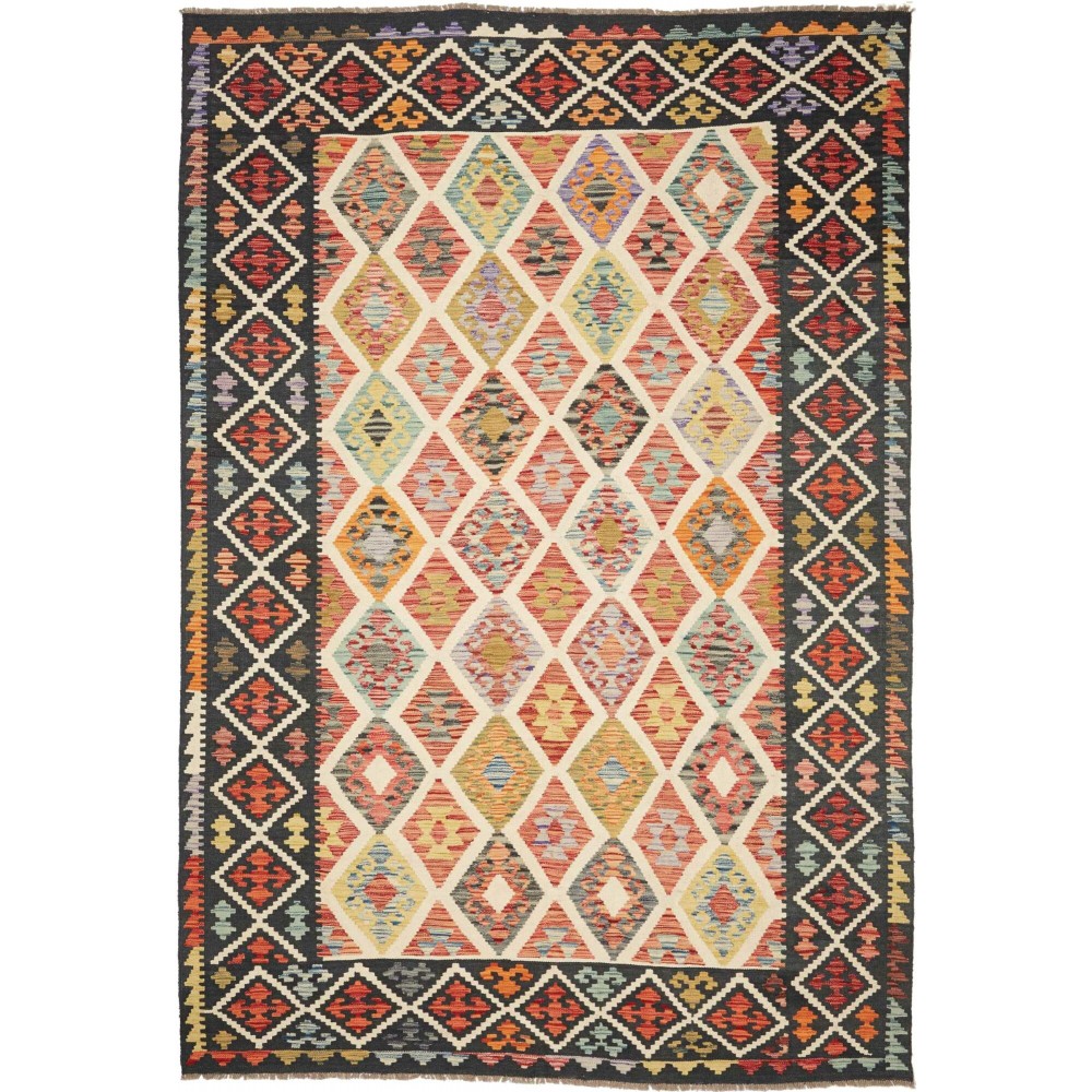 Tappeto Kilim Afghanistan marrone grigio 203x298