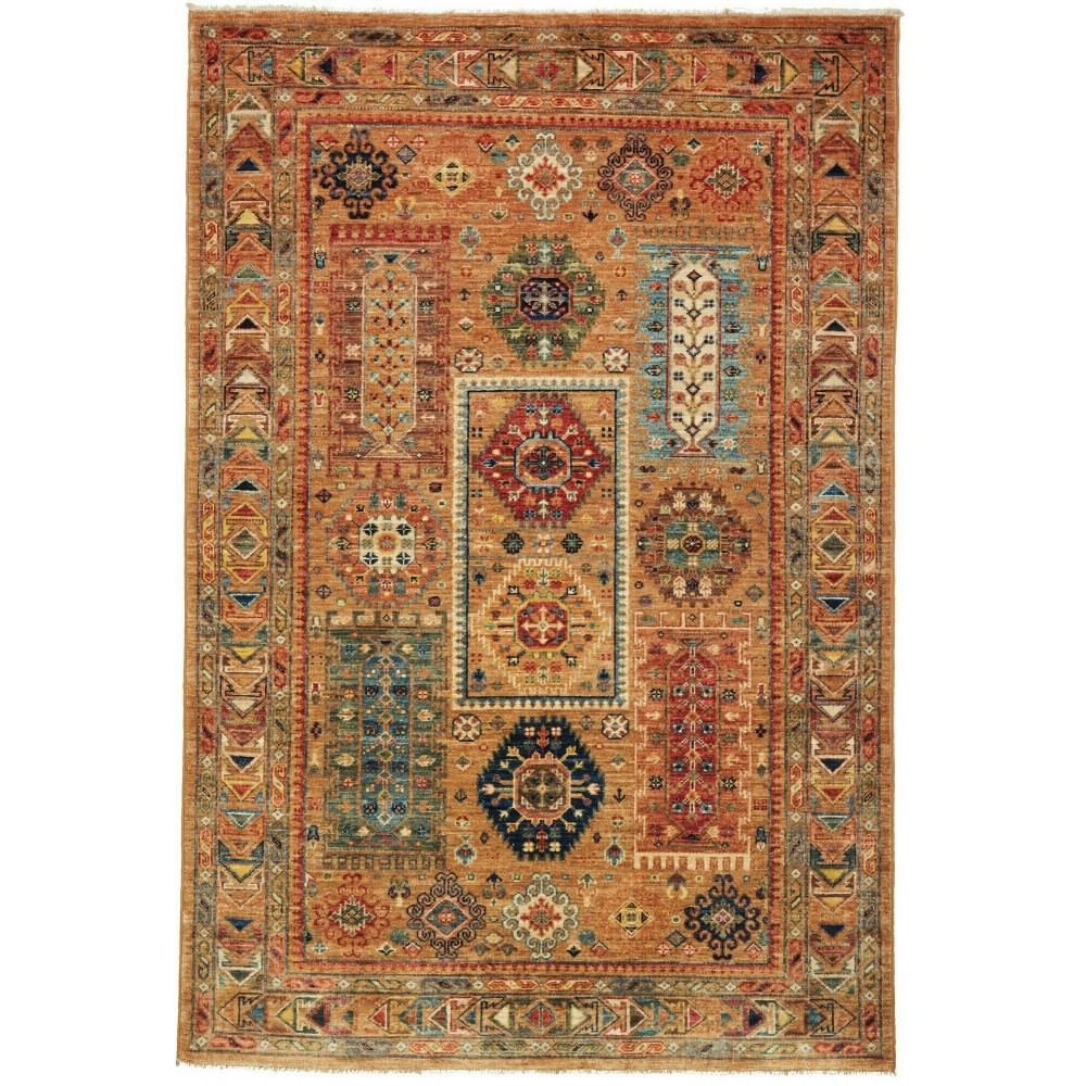 Tappeto Tribal Pakistan arancione giallo 125x185