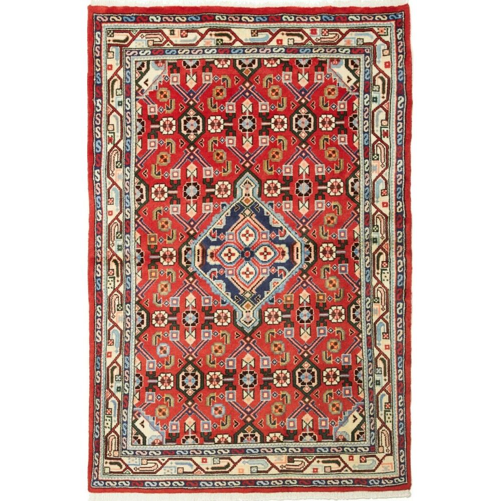 Tappeto Hamadan Persia rosso grigio 102x154