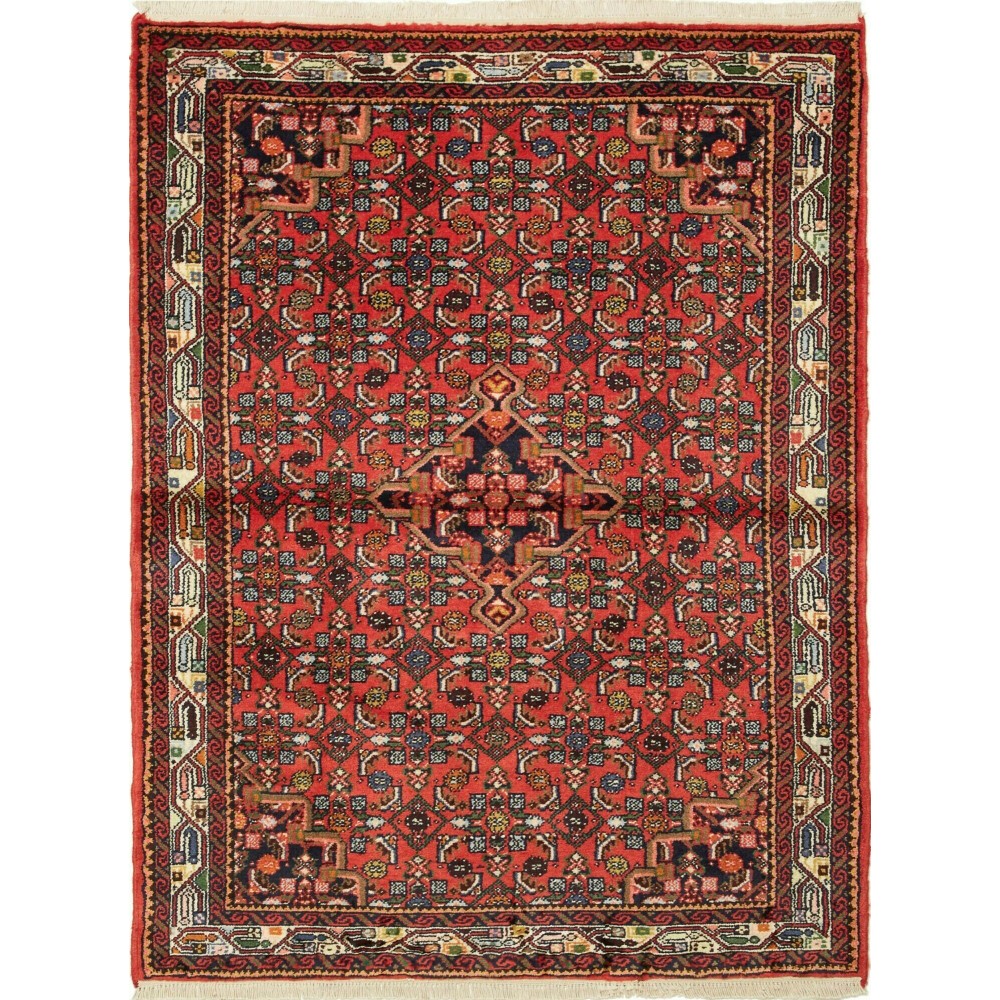 Tappeto Hamadan Persia marrone giallo 103x136