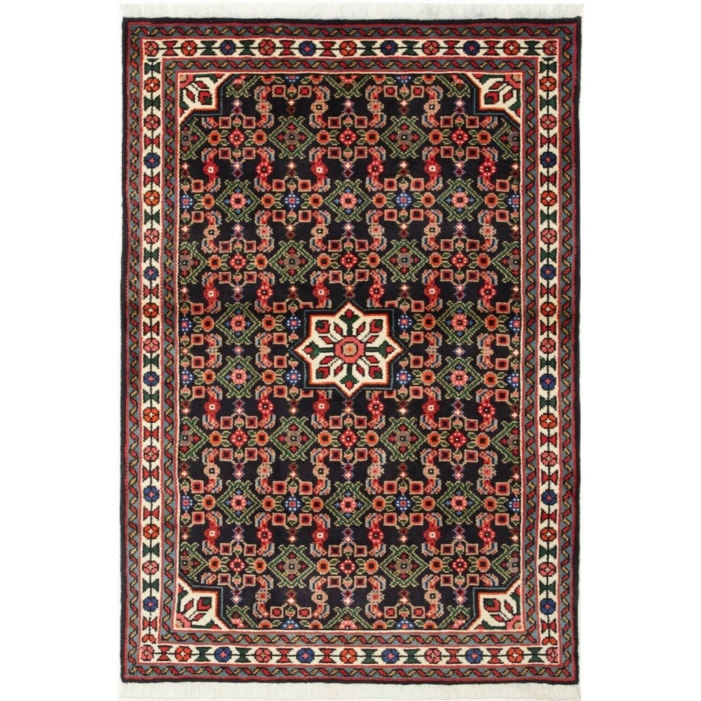 Tappeto Hamadan Persia grigio giallo 100x144