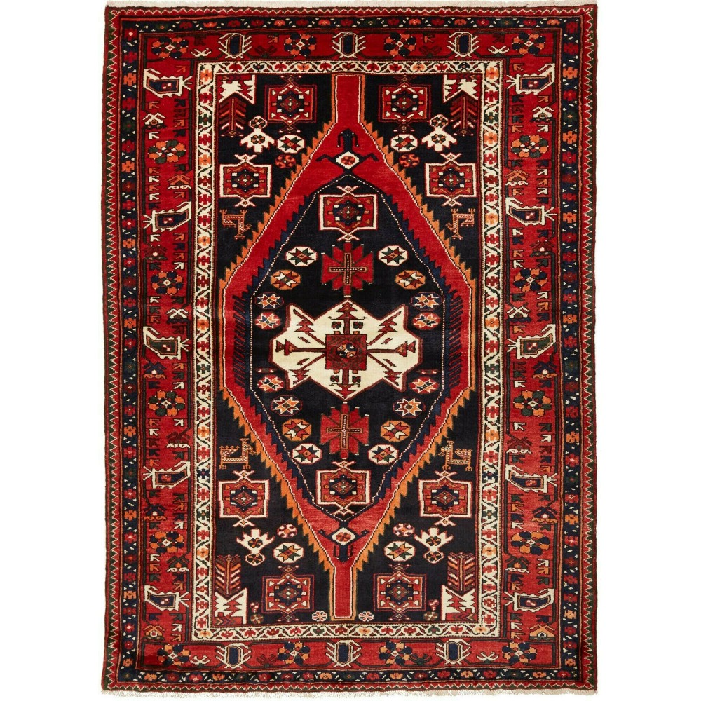 Tappeto Hamadan Persia blu giallo 152x216
