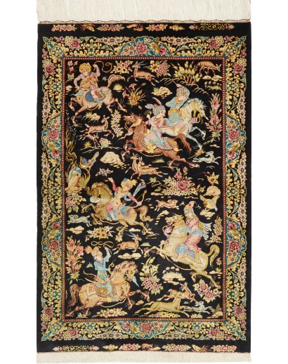 Tappeto Ghom seta Persia marrone 81x124
