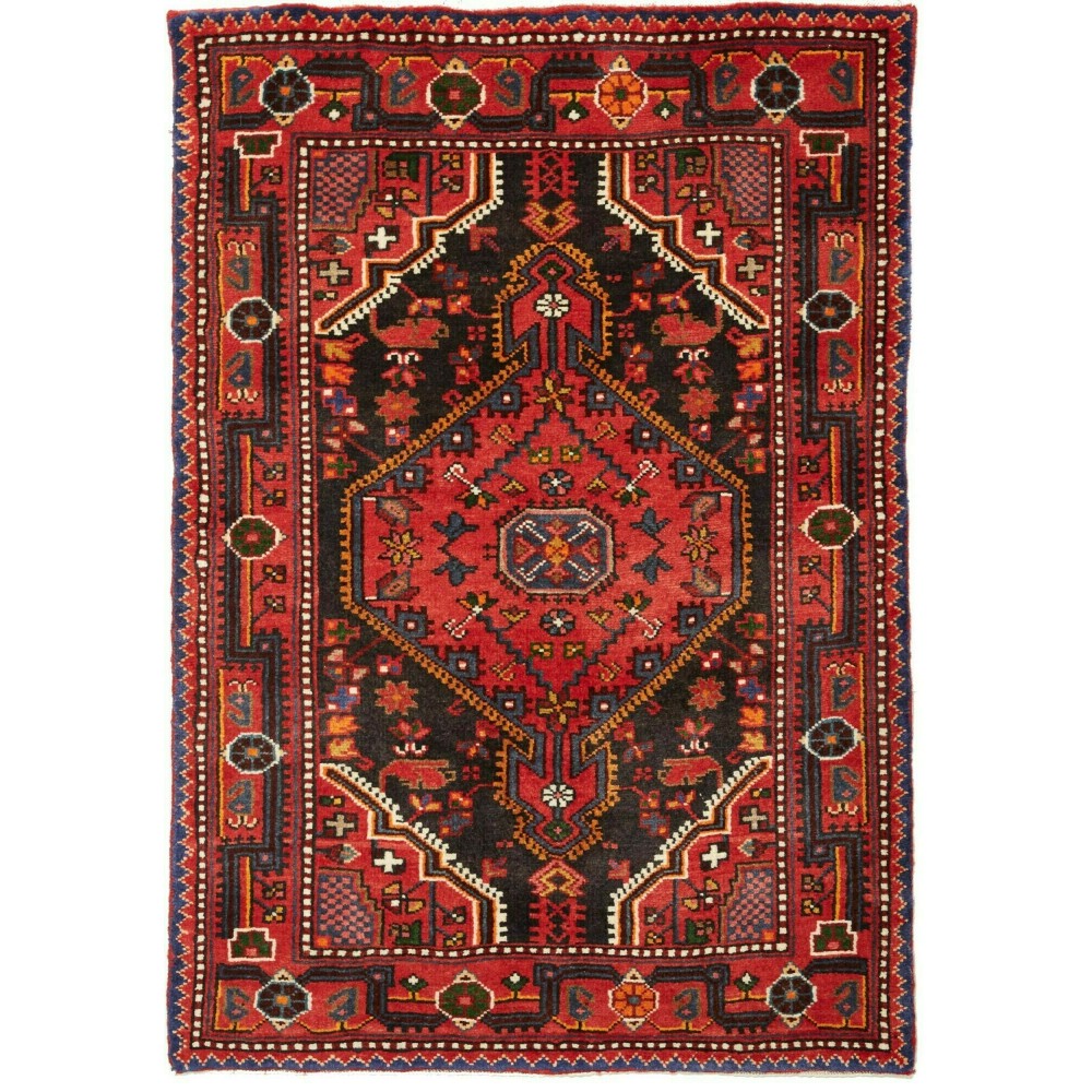 Tappeto Hamadan Persia grigio giallo 89x127