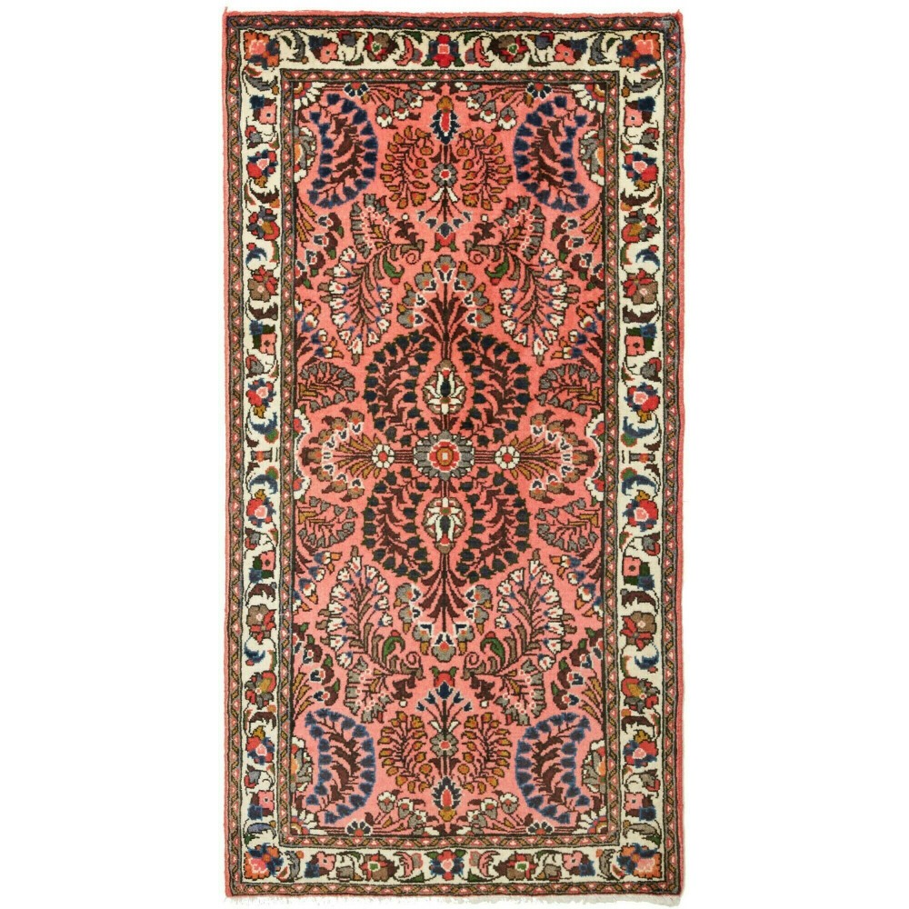 Tappeto Hamadan Persia rosso bianco 70x137