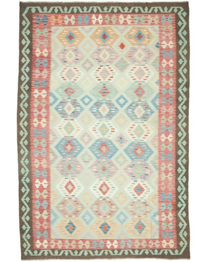 Tappeto Kilim Afghanistan beige azzurro 192x292