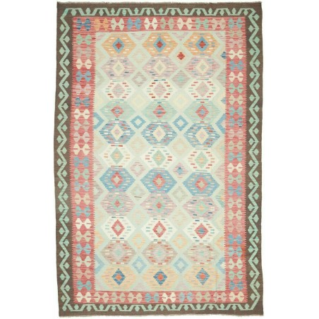 Tappeto Kilim Afghanistan beige azzurro 192x292
