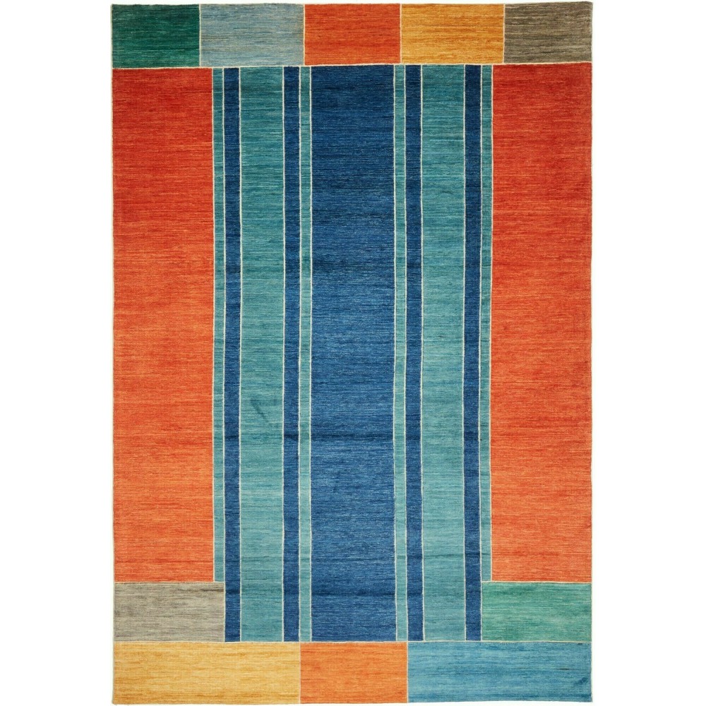Tappeto Barjesta Pakistan azzurro rosso 196x286