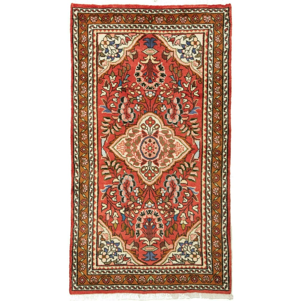 Tappeto Hamadan Persia marrone giallo 74x133