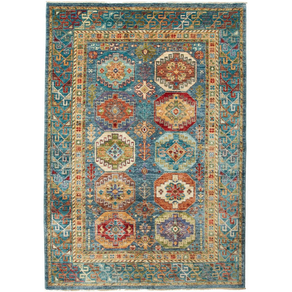 Tappeto Tribal Pakistan bianco azzurro 150x213