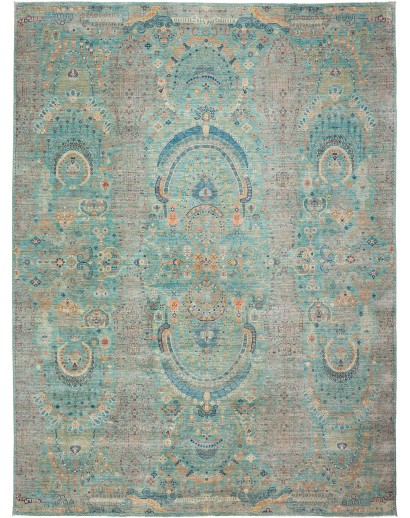 Tappeto Shahi Fine Pakistan verde giallo 269x366