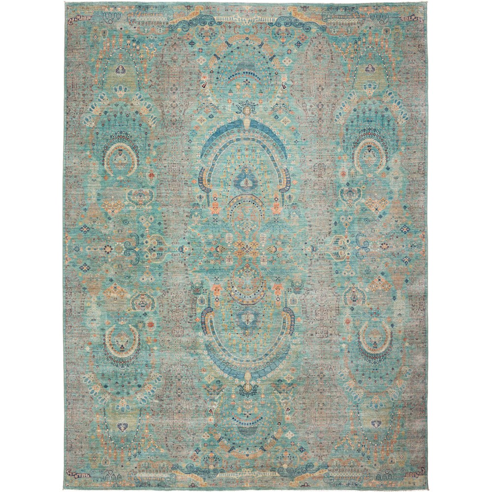 Tappeto Shahi Fine Pakistan verde giallo 269x366