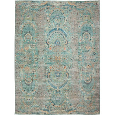 Tappeto Shahi Fine Pakistan verde giallo 269x366