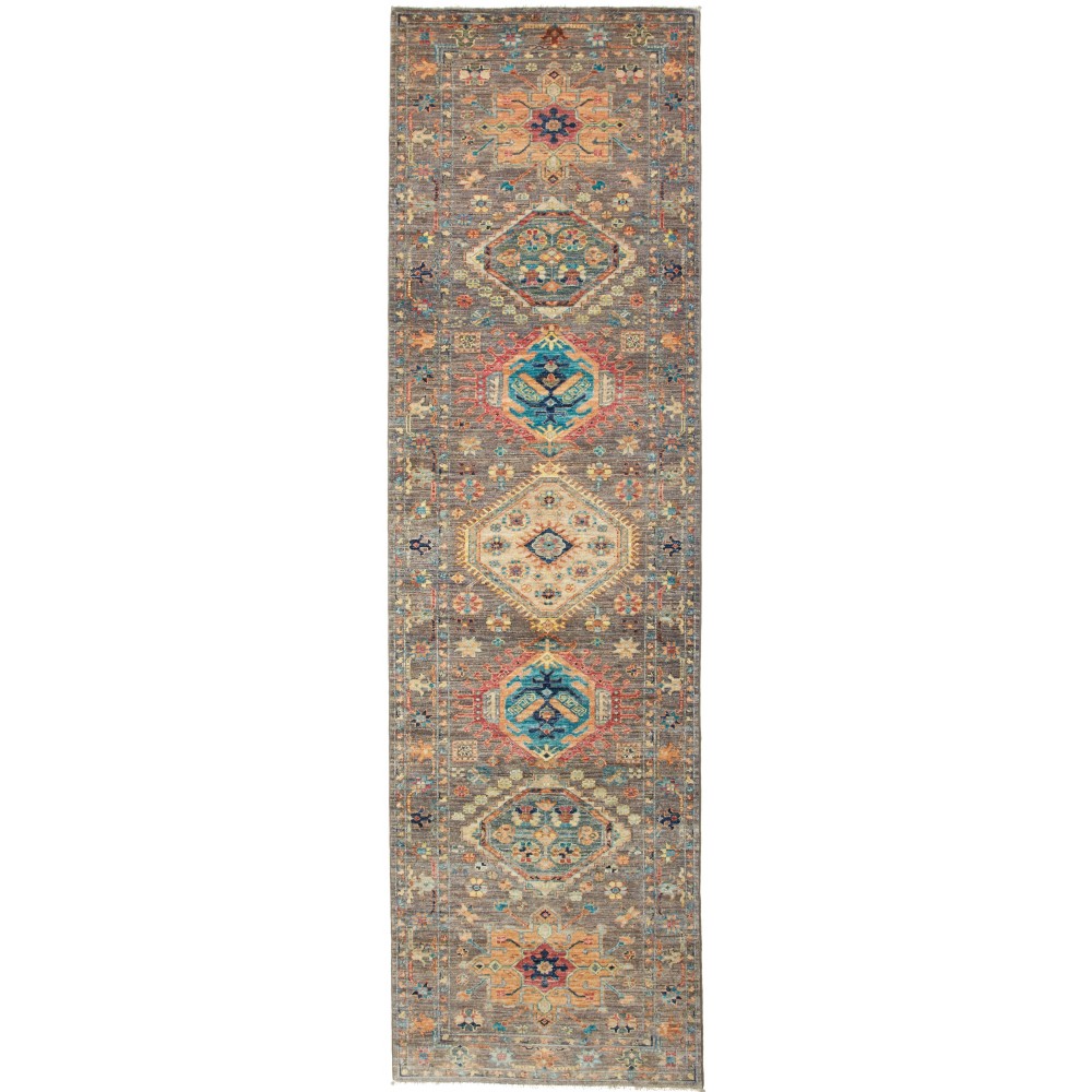 Tappeto Tribal Pakistan bianco marrone 81x295