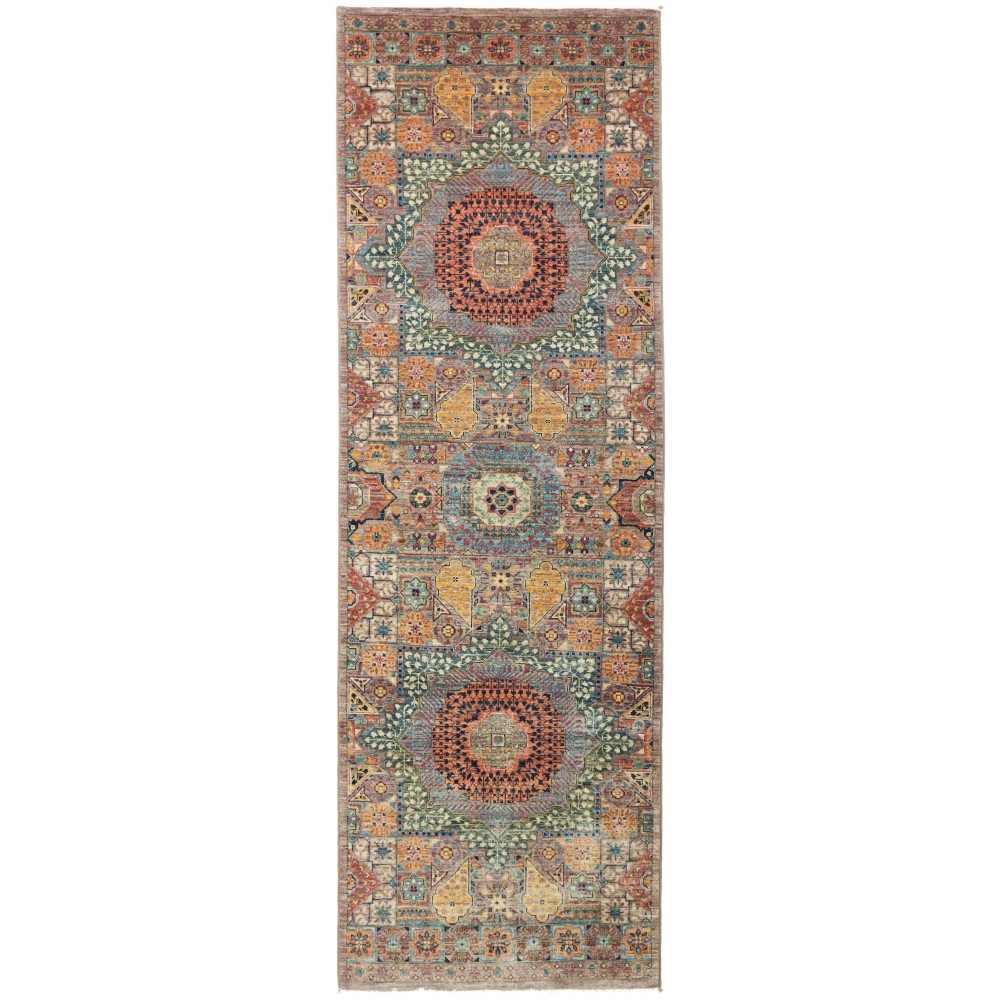 Tappeto Mamlouk Pakistan bianco marrone 78x248