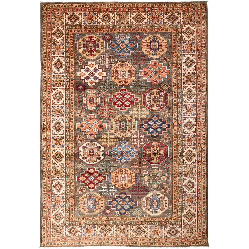 Tappeto Kazak Fine Pakistan rosso giallo 202x300