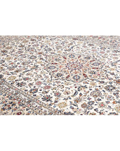 Tappeto Kashan Persia bianco azzurro 245x360