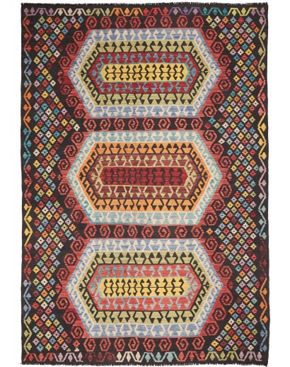 Tappeto Kilim Afghanistan marrone grigio 201x289