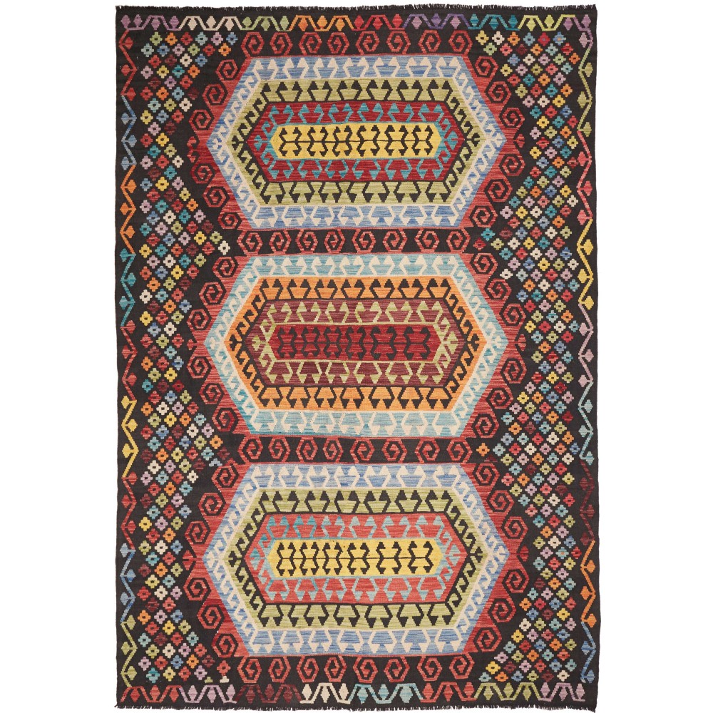Tappeto Kilim Afghanistan marrone grigio 201x289