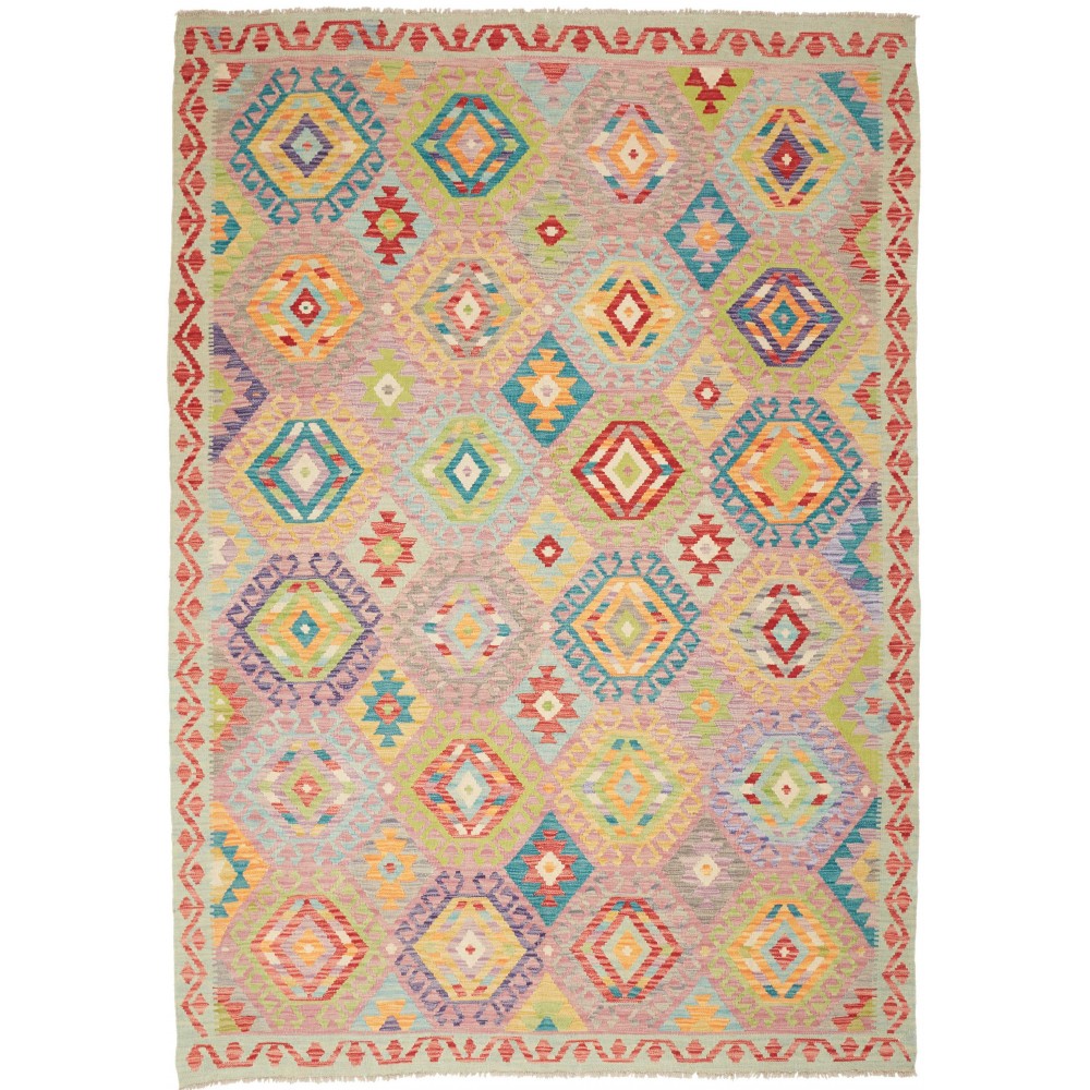 Tappeto Kilim Afghanistan marrone grigio 173x247