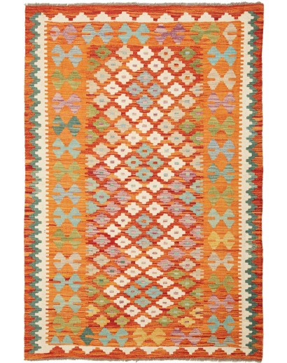Tappeto Kilim Afghanistan arancione marrone 104x152